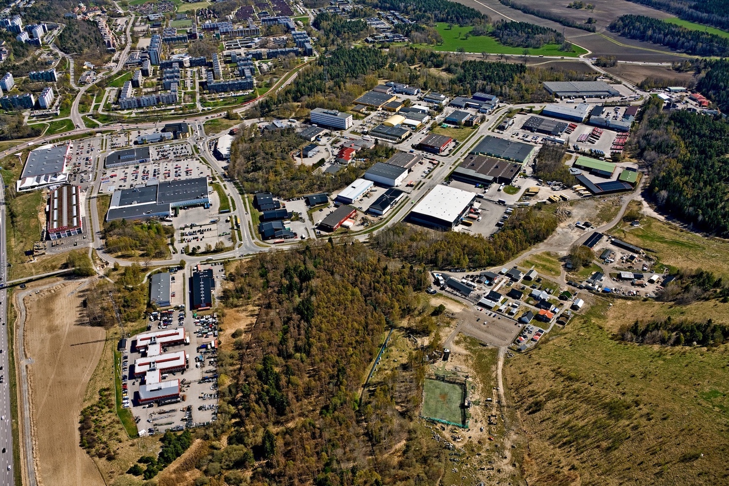 Flygbild över Eriksbergs industriområde