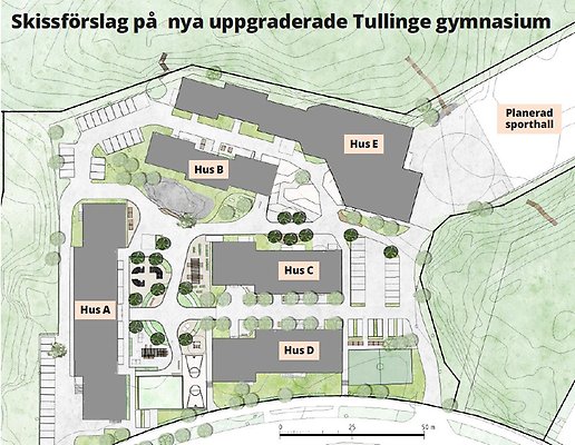 Illustrationsplan Tullinge gymnasium, Cedervall arkitekter