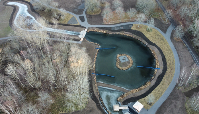 Dagvattenparken i Lottalund sett från ovan. Foto: JVAB